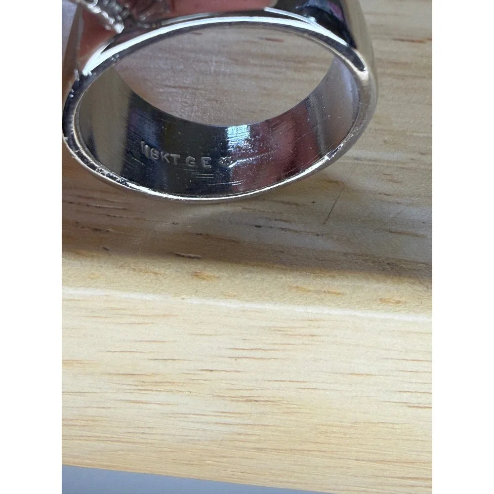 Modern Minimalist Marquise CZ Wide Band Statement Ring 18KT GE Size 7.5